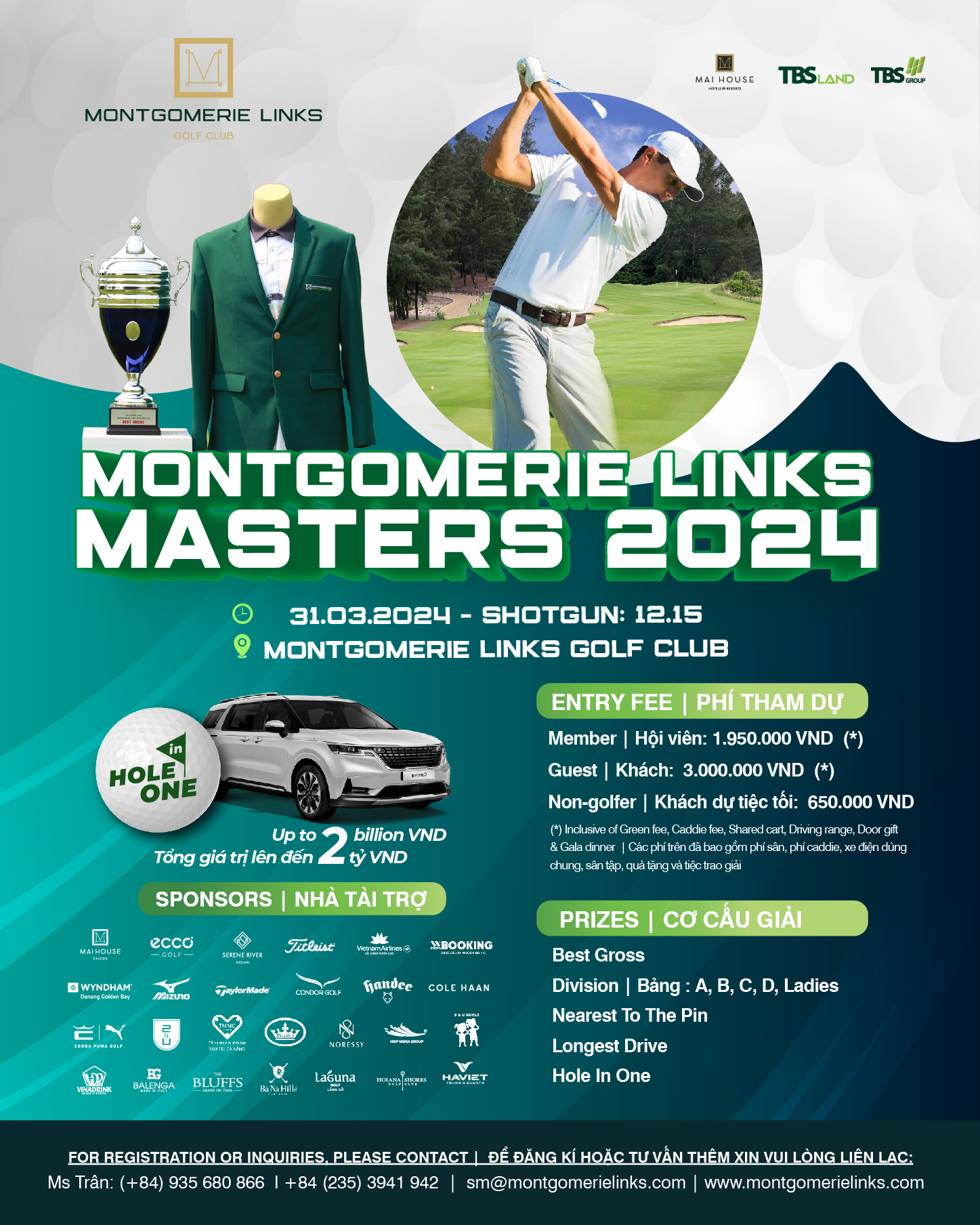 Montgomerie Links Masters 2024 chính thức khởi tranh vào 12:15 ngày 31 tháng 03 năm 2024